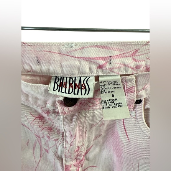 Vintage pink denim floral butterfly cotton crop pants - Picture 6 of 7